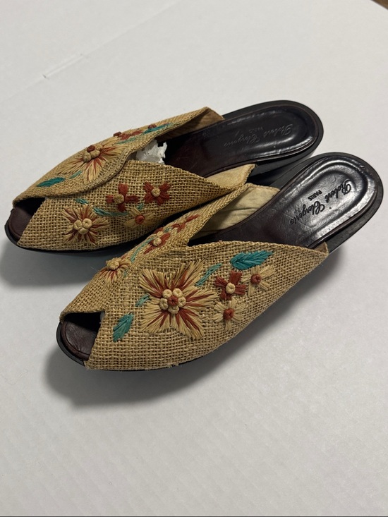 Robert Clergerie Shoes - Robert Clergerie Embroidered Raffia Mules Vintage Women’s Size 9.5